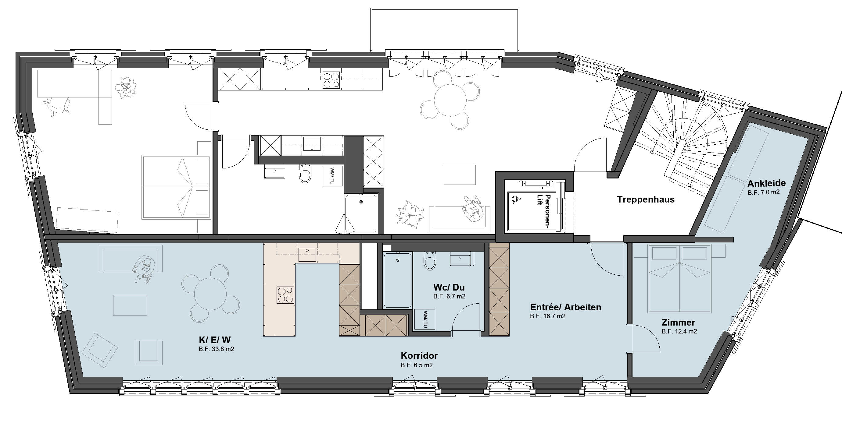 Grundriss 2.5 Zimmer Wohnung 83m2