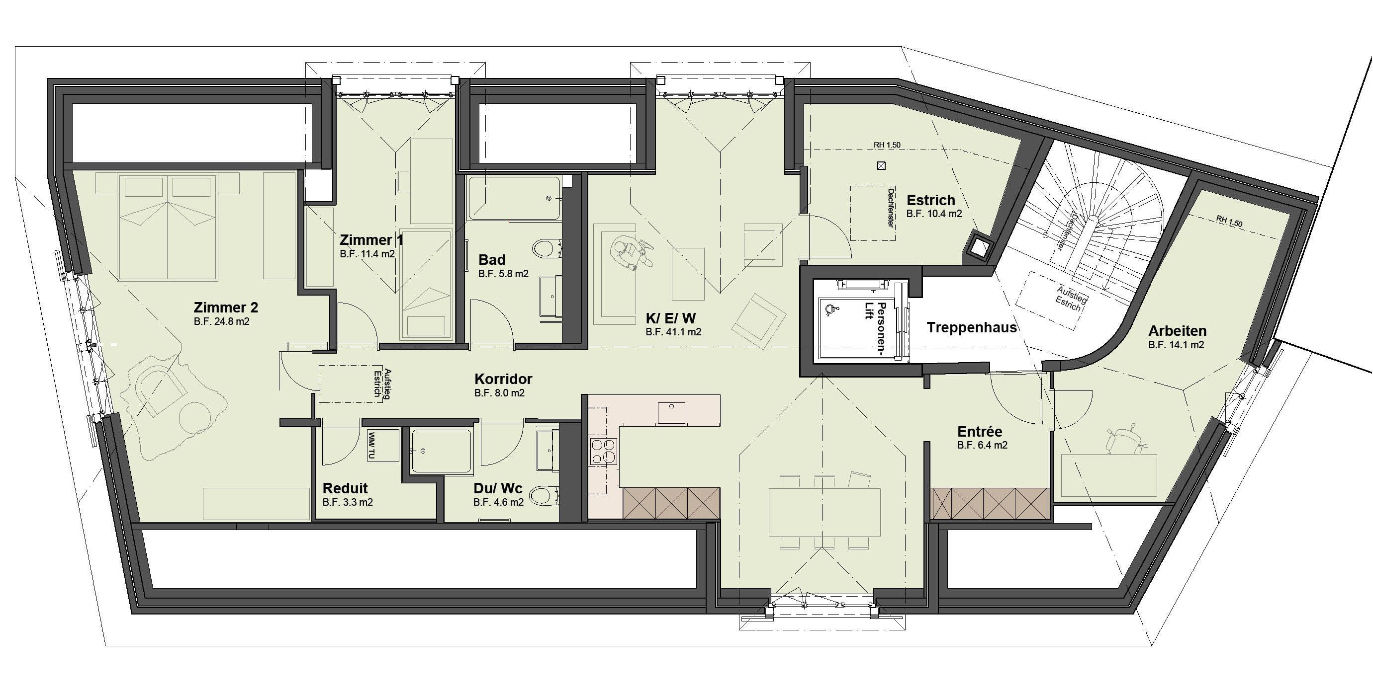 Grundriss Dachwohnung 