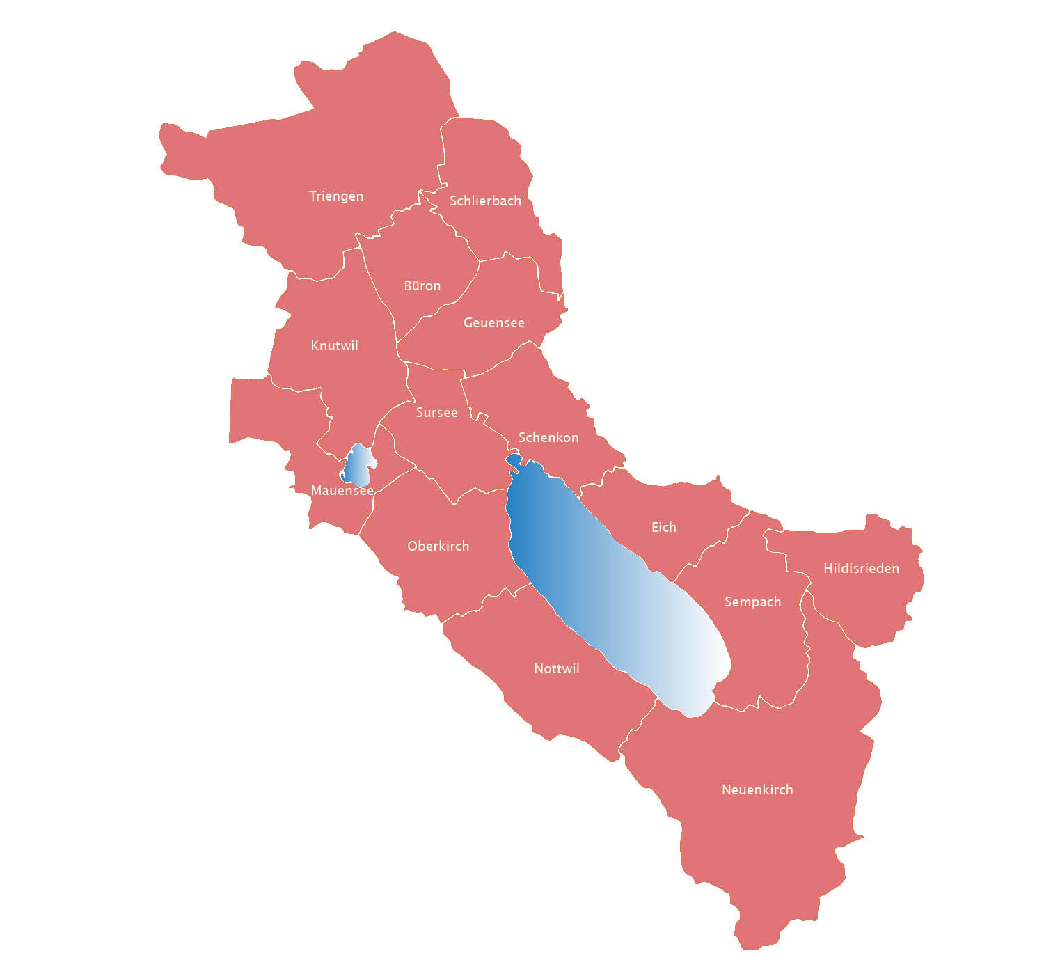 Verteilergebiet der «Surseer, Sempacher und Trienger Woche»