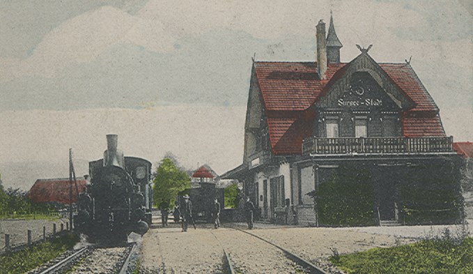 Die Station Sursee-Stadt der Sursee–Triengen-Bahn 1920.  (Foto Stadtarchiv Sursee, CF 0477)