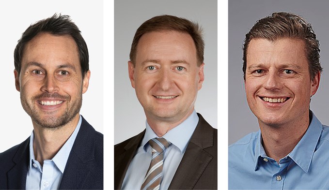 Raphael Dietsche (FDP, neu), Rainer Jacquemai (CVP, neu) und Matthias Steiner (Grüne, neu) kandidieren im 2. Wahlgang für die Controlling-Kommission (v. l.). (Fotos zVg)