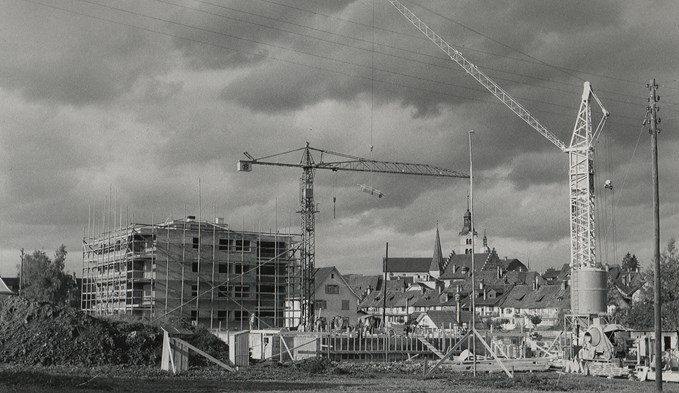 Das heutige Wilemattquartier bei seiner Entstehung in den 1960er-Jahren. (Foto Stadtarchiv Sursee/Bestand der Korporation Sursee)