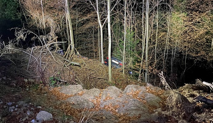 Das Auto wurde im Gebiet Galgetöbeli gefunden.  (Foto Luzerner Polizei)