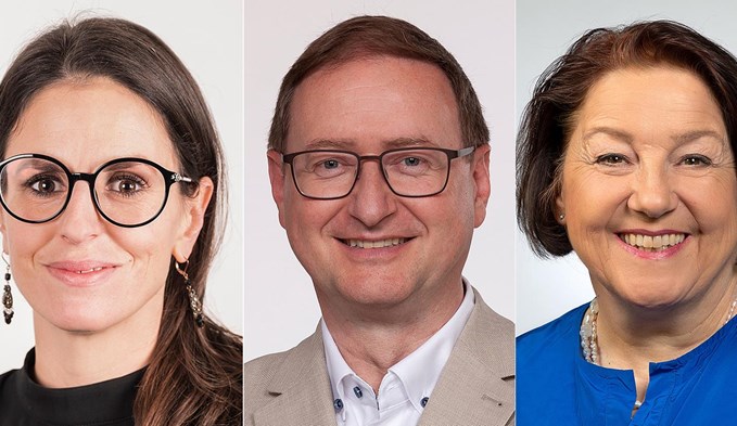 Kandidieren für die zwei vakanten Sitze in der Controlling-Kommission der Stadt Sursee (v. l.): Andrea Elmer (SP), Rainer Jacquemai (Mitte/SVP) und Ursula Schürch (FDP). (Fotos zVg)