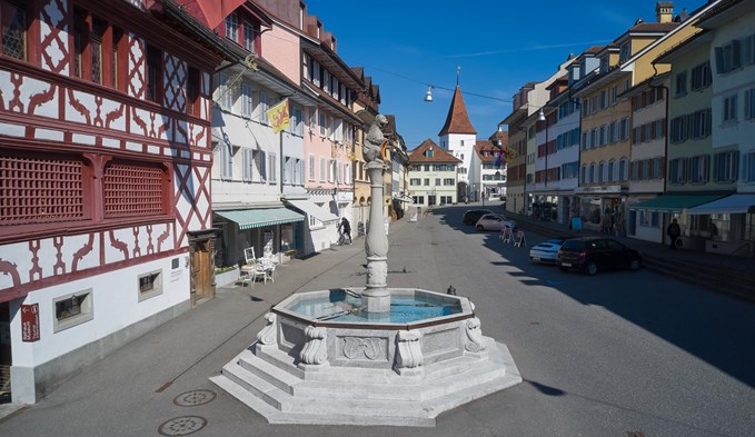 Der Rathausbrunnen ist ein besonders schönes Exemplar der Sempacher Brunnen, die zum Brunnenpreis 2023 geführt haben. (Foto Marcel Sieber)
