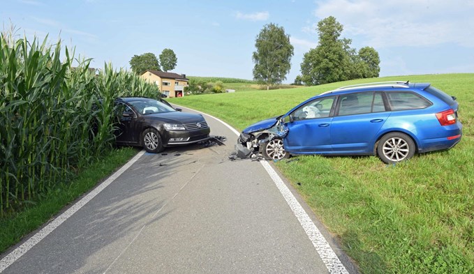In Neuenkirch ereignete sich ein Unfall auf der Kirchmattstrasse in Richtung Golfplatz Rastenmoos. (Luzerner Polizei)