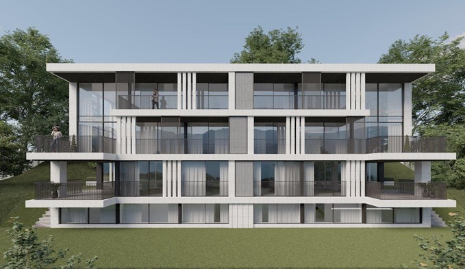 So soll die geplante «Sempach Residence» an der Hubelstrasse 38 aussehen, ein viergeschossiges Haus mit vier Maisonette-Wohnungen im oberen Preissegment. (Visualisierung zvg)
