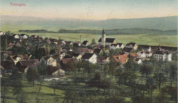 Postkarte vor etwa 100 Jahren, auf der Triengen abgebildet ist. (Foto Archiv)
