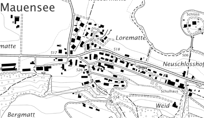 Bis am 28. Oktober kann der Entwurf des neuen Strassenverzeichnisses der Gemeinde angesehen werden. (Ausschnitt aus dem Grundbuchplan des Kantons Luzern)