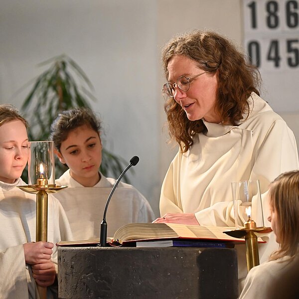 
									Livia Wey gestaltete den Agatha-Gottesdienst in Geuensee. Bild: Foto Werner Mathis
								